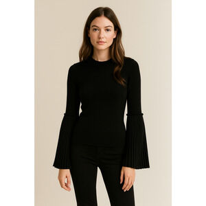 Banana Republic Womens Sweater Small Black Pleated Bell Sleeve Fall Fairy Boho